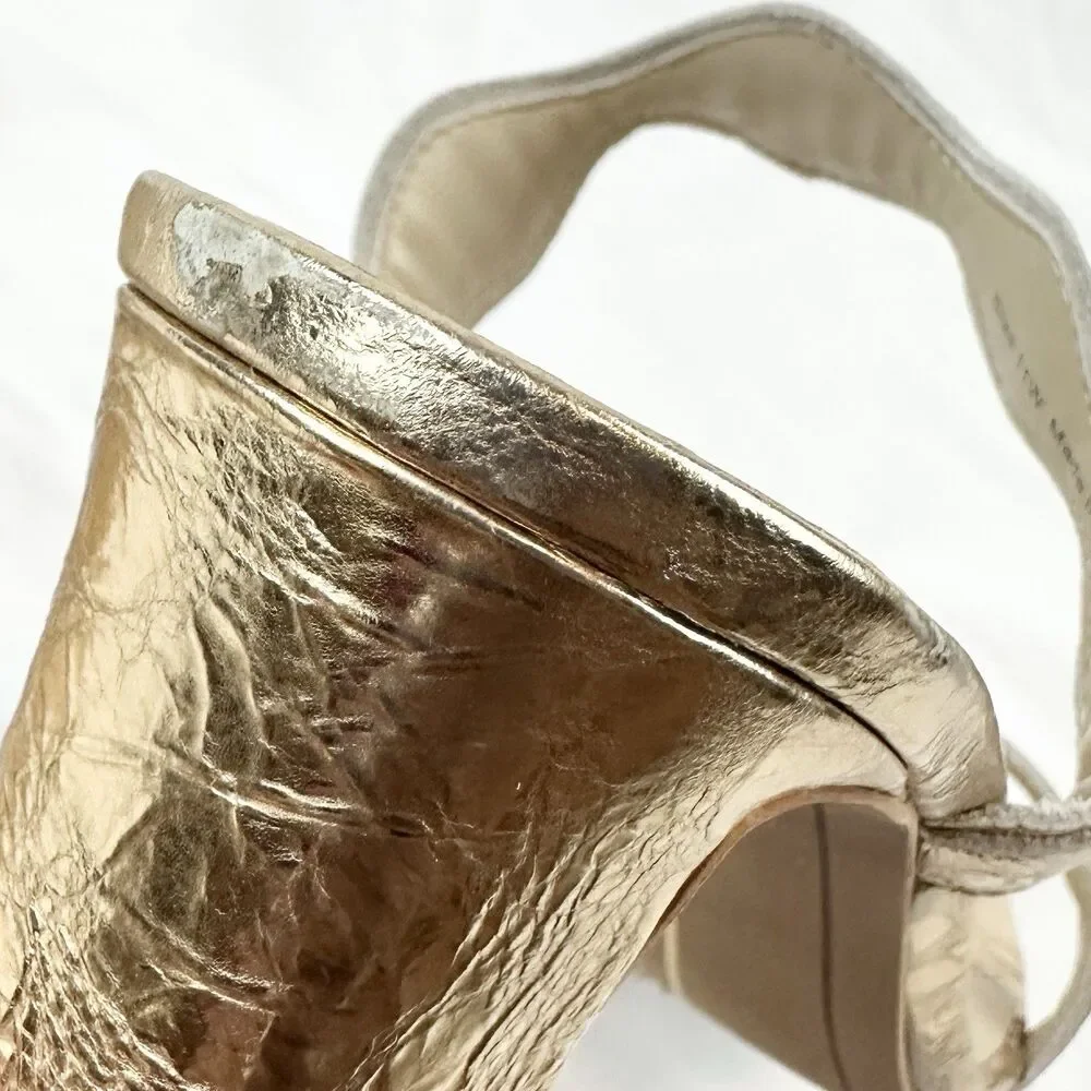 Dolce Vita Ilva Women's Sz 11W Gold Heeled Mule Sandals Chunky Heel